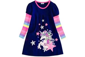 VIKITA Toddler Girls Dresses Winter Long Sleeve Girl Casual Clohtes for Kids 2-12 Years Xmas Gift