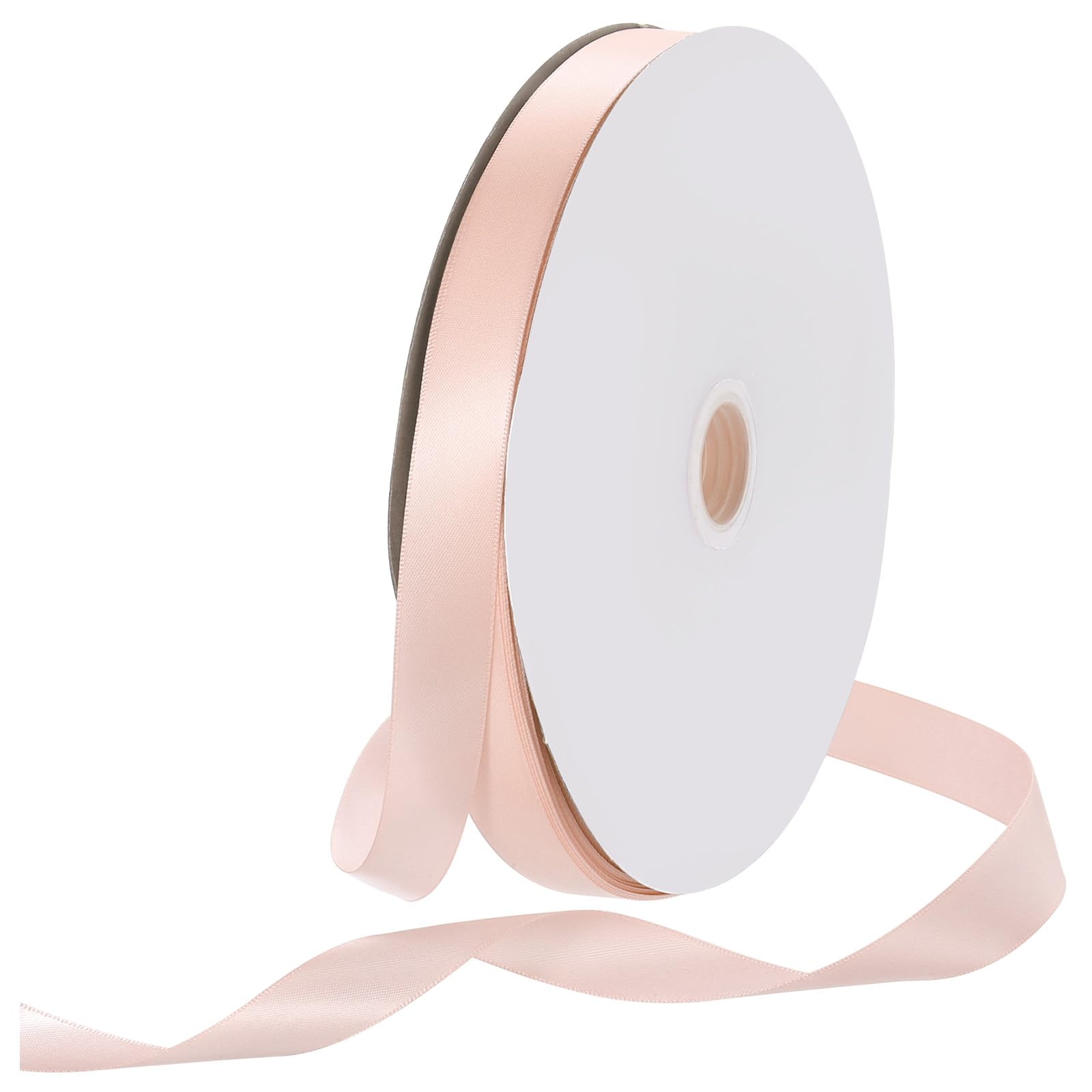 Rebower 20mm Satin Ribbon 91m Thick Double Face Grosgrain Silk Ribbon, [for Gift Wrapping, Hair Bows, Wedding, Cake, Flower] - 100 Yard/300ft/ Apricot