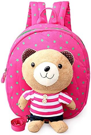 Angelry 2-in-1 Baby Harness Backpack Toddler Walking Safety Bag with Cute Bear, Rose