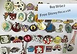 Disney Pins Trading Lot of 50 w/ No Duplicates Lapel Collector Pins Disneyland Pin
