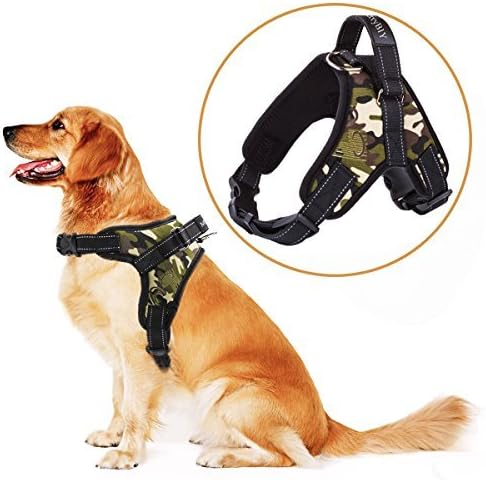 camo dog harness with handle