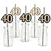 Adult 40th Birthday - Gold - Paper Straw Decor - Birthday Party Striped Decorative Straws - Set of 24