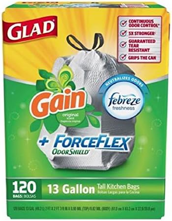 Glad ForceFlex OdorShield Tall Kitchen Drawstring Trash Bags (13 Gallon 120 Count) New!!!