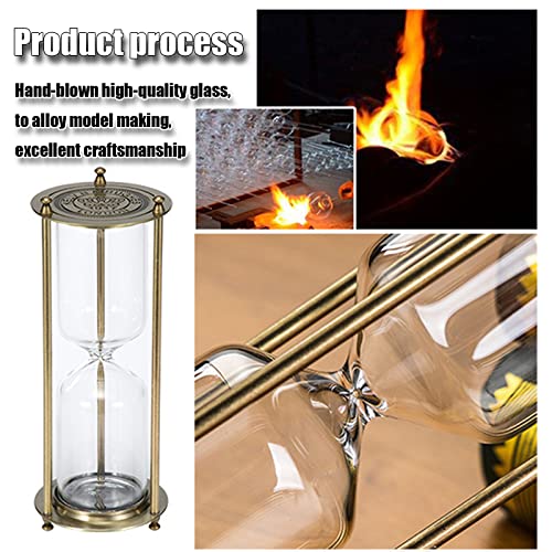 Embossed Golden Hourglass Timer - 15 Min, Desk Decor for Vintage & Office, Wedding Gifts (B)