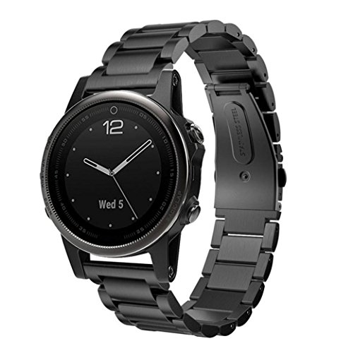 For Garmin Fenix 5S Plus Band-Longtis Solid Stainless Steel Bracelet Watch Band Link Bracelet Strap for Garmin Fenix 5S Plus GPS Watch