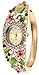 JSHE Womens Fashion Flower Bangle Style Bracelet Rhinestone Round Dial Analog Quartz Wrist Watch (Multi-Colored)