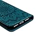 iPhone X Case, iPhone 10 Wallet Case PU Leather Embossed Sunflower Magnetic Closure Credit Card Holder Flip Stand Folio Protective Cover Case for iPhone X / iPhone 10, Blue