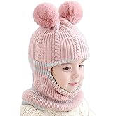 Kids Winter Plus Velvet Thickened face Protection Scarf Skull Caps Cute Beanie Cap Winter Soft Warm Knit Caps