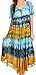 Sakkas Sula Tie-Dye Wide Neck Embroidered Boho Sundress Caftan Cover Up