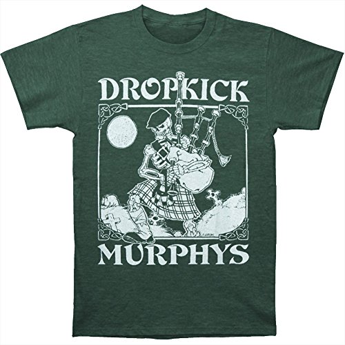 Dropkick Murphys Men's Vintage Skeleton Piper Slim Fit T-shirt Green
