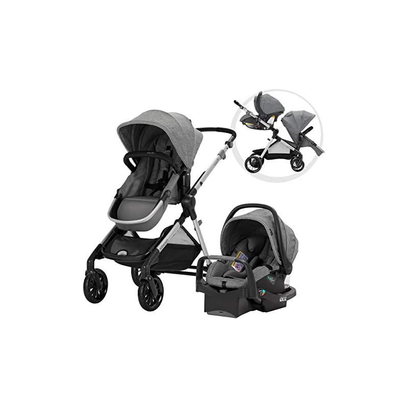 Evenflo Pivot Xpand Modular Travel System, Baby Stroller, Up to 22 Configurations, Extra-Large Storage, Single-to-Double Stroller, Durable Construction, Compact Folding Design, Percheron Gray