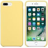 iPhone 7 Plus Case, iPhone 8 Plus Case, Liquid Silicone Gel Rubber Case with Shockproof Microfiber Cloth Lining Cushion for iPhone 7 Plus/iPhone 8 Plus (Yellow)