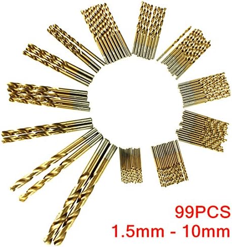 99Pcs HSS High Speed Steel Drill Bit Set Tool Plating Titanium Coated Metal Drill Bit 1.5-10mm