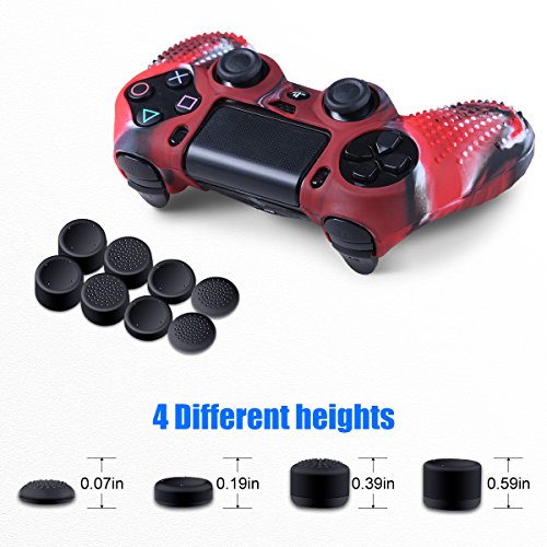 Silicone Skin for PS4 Controller - Anti-slip Covers for DualShock 4 - Anti-slip Protector Case Set for Sony PS4, PS4 Slim, PS4 Pro 2 Controller Skin with 8 Thumb Grips - Thumbnail 6