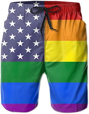 Men's LGBT United States Flag Summer Swim Trunks Beach Shorts