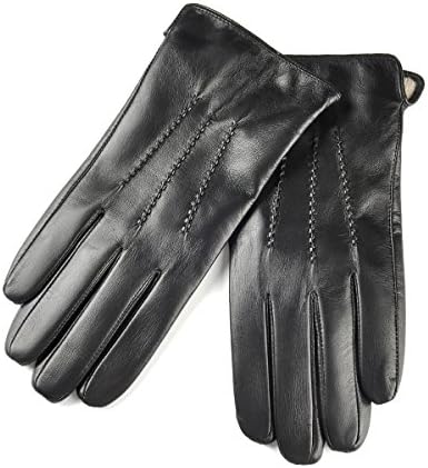 SIEFERSN Hot Selling Classic Style Men's Nappa Leather Full The Palm Touchscreen Gloves Winter Warm Leather Gloves 1154225011 (X-Large 9.5", Black (Full Touchscreen/Soft flannel Lining))