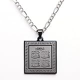 Men's Gunmetal 4 Qul Quls Quran Surah Necklace Islamic Islam Muslim Allah (24