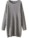Shawhuwa Womens Batwing Sleeve Loose Knit Long Pullover Sweater Dress