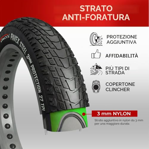 Fincci Pavex Pair of Tyre 20 x 4.0 Fat Bike Puncture-proof – 2 Fat Bike Tyres 20 x 4 Folding Nylon 3 mm 27 TPI 100-406 – for E-Bike, Folding, Urban, City