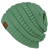 Thick Slouchy Knit Unisex Beanie Cap Hat,One Size,Mint