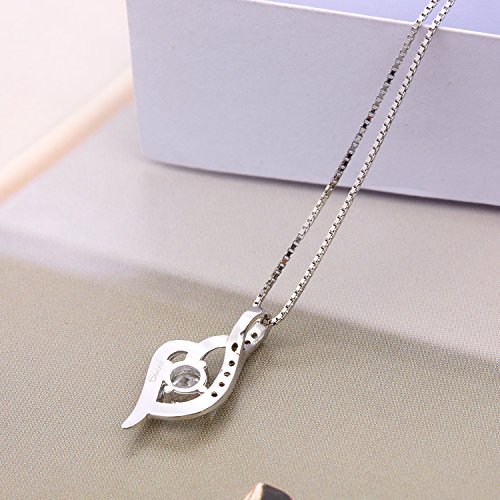 Necklace, 925 Sterling Silver CZ Pendant Necklace Potok Fine Jewelry for Women 18", Ideal Gifts for Daughter Girlfriend Mother