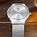 Tamlee Fashion Casual Brand Men's Quartz Watch Date Mesh Steel Strap Ultra Thin Dial Clock (White)
