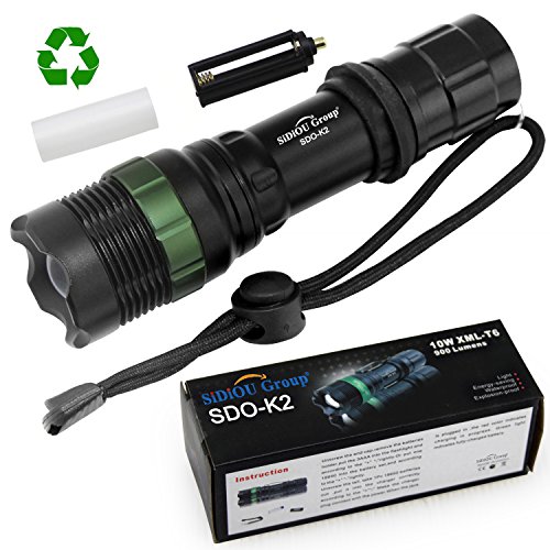 Sidiou Group Super Bright Cree Q5 LED Flashlight torch 900 Lumens 7W Zoomable Torch