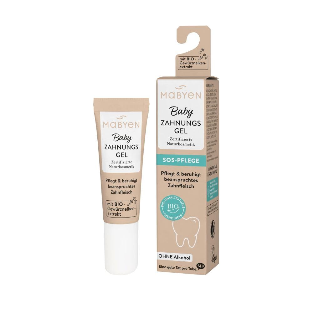 MABYEN Baby Zahnungsgel Säuglinge 10ml | Zahnfleisch Gel mit pflegenden Inhaltsstoffen - Ohne Alkohol - ab der Geburt - Zahnungshilfe Baby für beanspruchtes Zahnfleisch - SOS-Pflege beim Zahnen