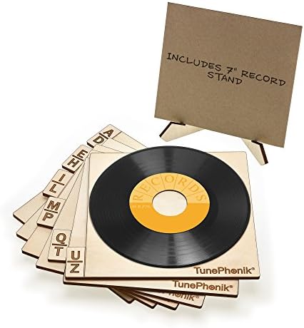 TunePhonik Horizontal Laser Cut Wooden Record Dividers to Organize Vinyl 45s up to 7” - Includes Six Dividers