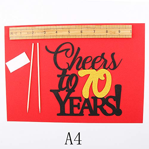 LVEUD Happy Birthday Cake Topper Black Font Golden Numbers Cheers to 70 Years Happy Birthday Cake Topper -Wedding,Anniversary,Birthday Party Decorations (70th)