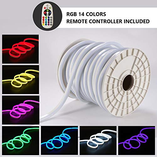 shine decor Led RGB Neon Lights, RGB Rope Lights, Update Waterproof 5050 60Leds/M, 150ft, 110V, Included All Necessary Accessories, Multi Color Changing + Remote Controller Flex Durable Super Bright