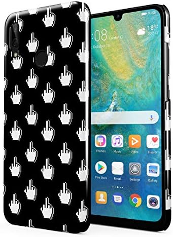 Middle Finger Emoji 8-Bit Pixel Pattern Black Hard Thin Plastic Phone Case Cover For Huawei P Smart 2019