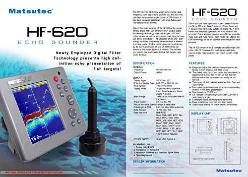 Matsutec Sondeur De Poisson Hf-620 – Couleur Marine – Double Fréquence – 14,5 Cm – 304,8 M