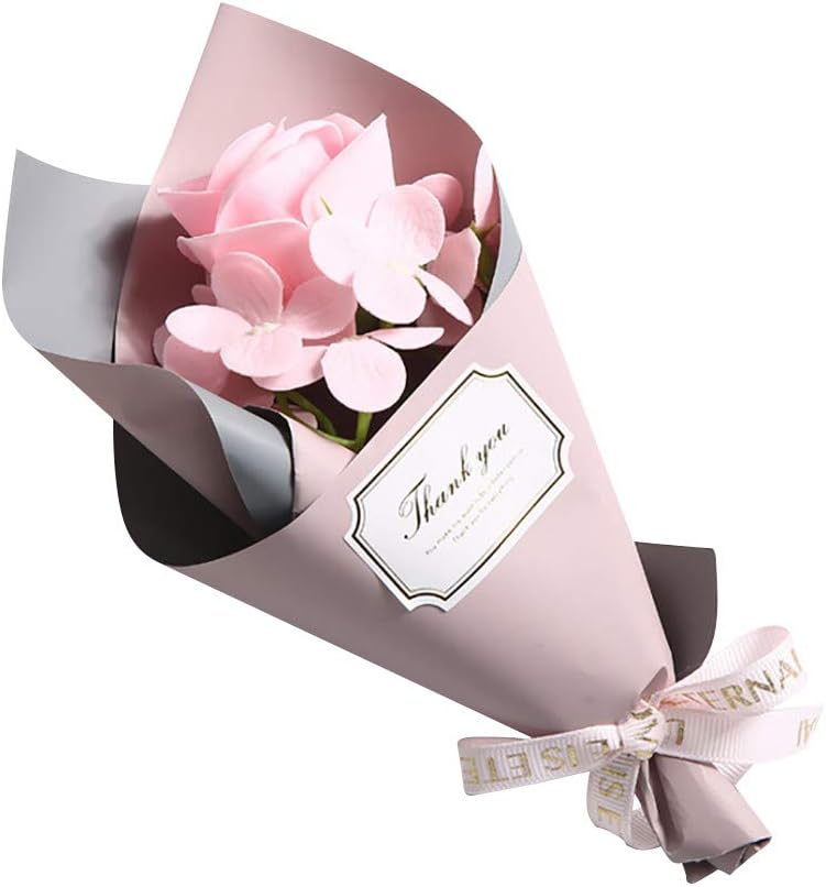 Hand Body Soap Flower Gift Soap Petal Rose Bouquet - DIY Artificial Flowers Bouquets - Wedding Home Decor - Festival Valentine's Day Gift - Body Soap Fake Flowers for Anniversary Birthday (Pink)