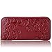 ECOMBOS Women Long Wallet leather Zipper Around Print Morning Glory Red
