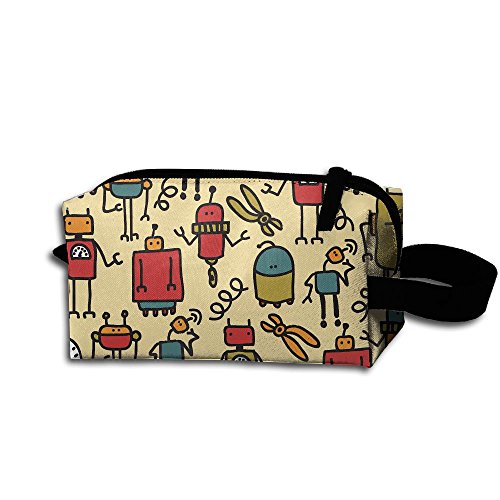 Cute Robot Family Unisex Fashion Hanging Storage Bag Toiletry Bag Makeup Cosmetic Pouch Pencil Case For Business Travel