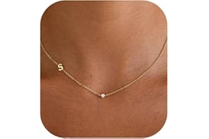 FUCJOEE Initial Necklaces for Women, Dainty Stocking Stuffers 14K Gold Plated Sideways Letter Necklace Simple Choker Necklace Personalized Initial Name Necklaces for Women Cute Trendy Stuff Teen Jewelry Gifts