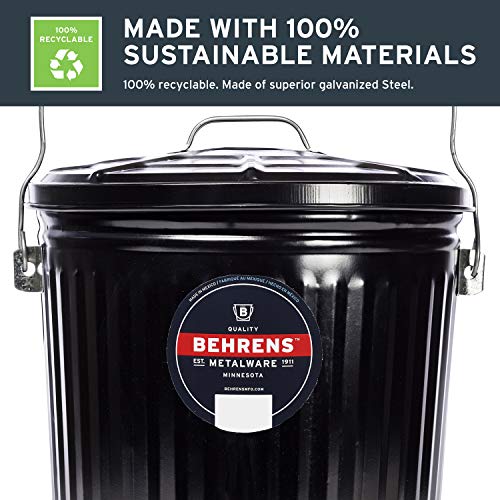 Behrens B907P Galvanized Steel Wood Stove and Fireplace Ash Can, 7 1/2