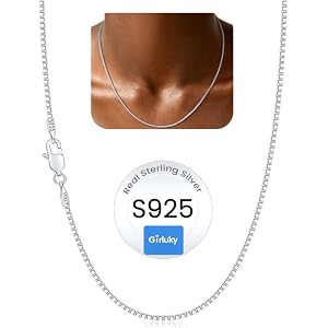 Girluky 1.3MM Box Chain 925 Sterling Silver Chain Necklace for Women, 14K Gold Plated Chain for Women, Women's Chains Necklac