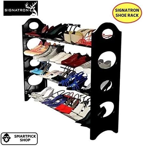 SIGNATRON Folding Shoe Rack for Home/Office (Black)