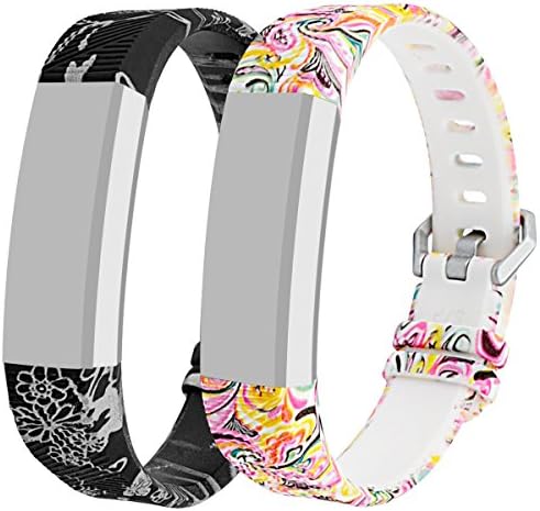 for Fitbit Alta HR Bands, for Fitbit Alta Bands,Oursunshine Fitbit Alta Replacement Bands Soft Wristbands Strap with Metal Buckle for Fitbit Alta/Fitbit Alta HR(Large,Magic cloud&amp;Silver flower)
