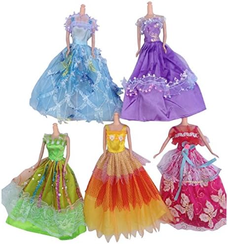 10pcs Barbie Handmade Fashion Wedding Party Gown Dresses for Girl's Birthday Gift Xmas Gift