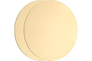 uxcell 2Pcs Brass Round Plate, 0.06"(1.5mm) Thick 2"(50mm) Dia H62 Brass Round Disc Blank Round Metal Sheet Copper Circle Disc for Metal Stamping DIY Crafts
