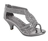 JJF Shoes Fabulous Angel-37K Kids Little Girls Bling Rhinestone Platform Dress Heels Sandals,Silver,4