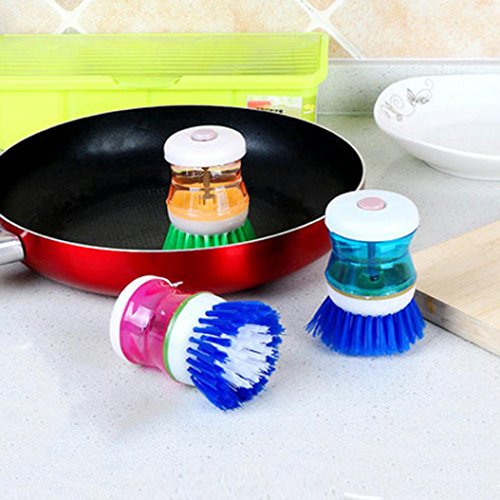 Ankola Sponge Brush,1 PCS Easy Use Palm Scrubber Wash Clean Tool Holder Soap Dispenser Brush Dish Washer (2.82.80.2'', Random) - Thumbnail 3