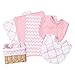 Trend Lab Pink Sky 7 Piece Feeding Basket Gift Set - 2 Deluxe Bibs, 3 Deluxe Burp Cloths, Liner, Willow Basket