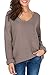Sarin Mathews Womens Casual Hollow Knit Vneck Blouse Pullover Loose Tops Sweater Khaki XL