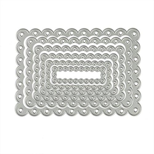Cutting Dies for Embossing Machine, FIRERO Metal Stencil Template DIY Scrapbook Album Paper Card Craft, Square Border Sets (H)