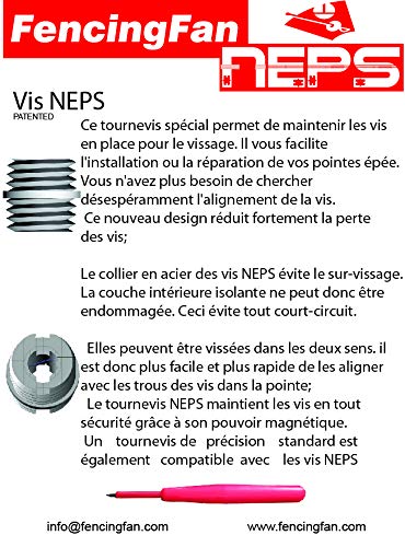 NEPS Screws 10 pcs Bag. This Epee Fencing Equipment is a Patented Epee Screw Oriented to Make Inserting/Removing tip Screw Operations Much Easier