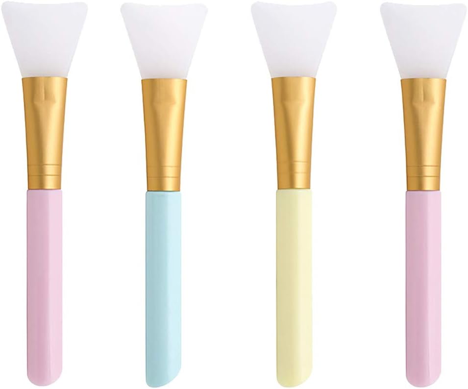 💘4pcs Silicone Face Mask Brushes, Flexible Facial Mud Mask Applicator Brush, Hairless Moisturizers Applicator Tools, Soft Face Mask Applicator for Mud, Clay, Charcoal Mixed Mask (Multicolor)